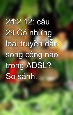 2đ:2.12: câu 29 Có những loại truyền dẫn song công nào trong ADSL? So sánh.