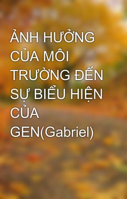 ẢNH HƯỞNG CỦA MÔI TRƯỜNG ĐẾN SỰ BIỂU HIỆN CỦA GEN(Gabriel)