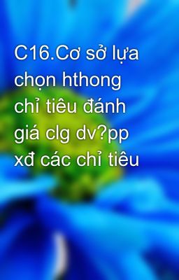 C16.Cơ sở lựa chọn hthong chỉ tiêu đánh giá clg dv?pp xđ các chỉ tiêu