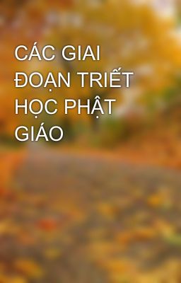 CÁC GIAI ĐOẠN TRIẾT HỌC PHẬT GIÁO