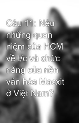 Câu 11: Nêu những quan niệm của HCM về t/c và chức năng của nền văn hóa Macxit ở Việt Nam?