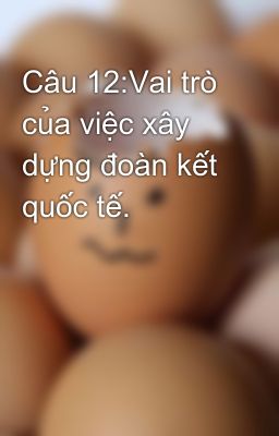 Câu 12:Vai trò của việc xây dựng đoàn kết quốc tế.