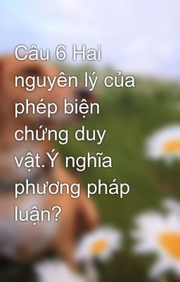 Câu 6 Hai nguyên lý của phép biện chứng duy vật.Ý nghĩa phương pháp luận?