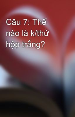 Câu 7: Thế nào là k/thử hộp trắng?