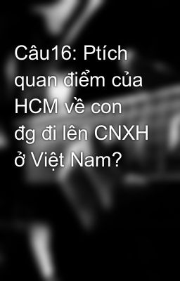 Câu16: Ptích quan điểm của HCM về con đg đi lên CNXH ở Việt Nam?
