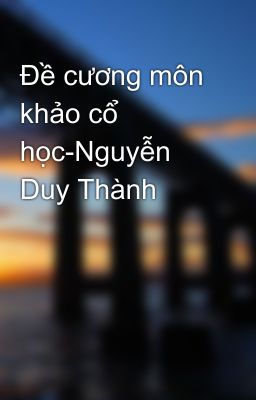 Đề cương môn khảo cổ học-Nguyễn Duy Thành