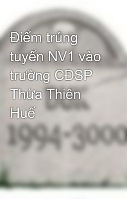 Điểm trúng tuyển NV1 vào trường CĐSP Thừa Thiên Huế