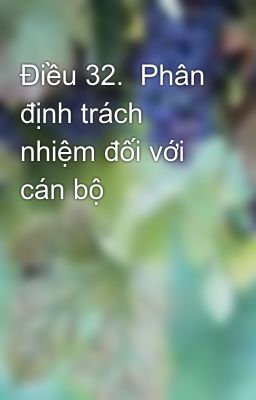 Điều 32.  Phân định trách nhiệm đối với cán bộ