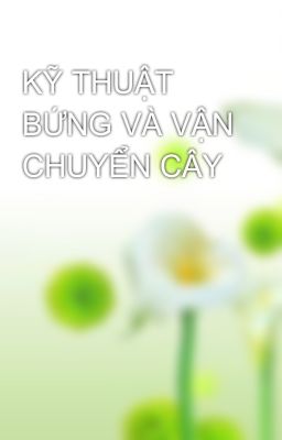 KỸ THUẬT BỨNG VÀ VẬN CHUYỂN CÂY