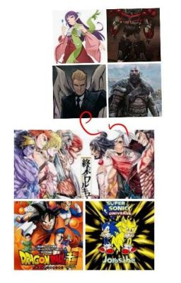 Lucifer,Optimus,featherine y kratos en super sonic universe,dragon ball y SNV