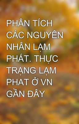 PHÂN TÍCH CÁC NGUYÊN NHÂN LẠM PHÁT. THỰC TRẠNG LẠM PHAT Ở VN GẦN ĐÂY