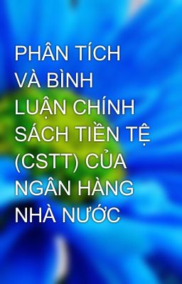 PHÂN TÍCH VÀ BÌNH LUẬN CHÍNH SÁCH TIỀN TỆ (CSTT) CỦA NGÂN HÀNG NHÀ NƯỚC