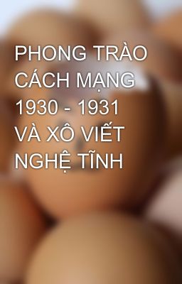 PHONG TRÀO CÁCH MẠNG 1930 - 1931 VÀ XÔ VIẾT NGHỆ TĨNH