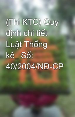 (Thi KTC) Quy định chi tiết Luật Thống kê_ Số: 40/2004/NĐ-CP