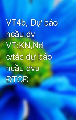 VT4b, Dự báo ncầu dv VT:KN,Nd c/tác dự báo ncầu dvu ĐTCĐ